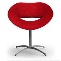 Cadeira Beijo Vermelha Poltrona Decorativa com Base Giratória