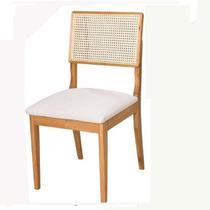Cadeira Bella Design Moderno Encosto de Rattan Marrom/Off White/Mel Cadeira Bella Design Moderno Encosto de Rattan Marrom/Off White/Mel