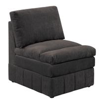 Cadeira Benzara Luna 89cm Modular de Pelúcia Cinza Escuro Sem Braços