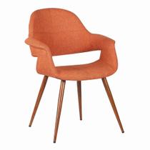 Cadeira Benzara Mid Century Tecido Laranja, 61x64x84 cm
