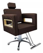 Cadeira Berlin Fixa Hidráulica Para Salão Marrom Café