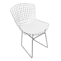 Cadeira Bertoia Cromada com Assento Sintético Branco - AL MOVEIS