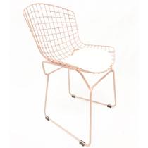 Cadeira BERTOIA maciça cor Rosé fosco assento branco - Poltronas do Sul
