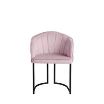 Cadeira Beverly Veludo Rosa - Preto Fosco