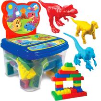 Cadeira Blocos de Montar 24 Peças e 8 Dinossauros Brinquedo Cadeira Blocos de Montar 24 Peças e 8 Dinossauros Brinquedo