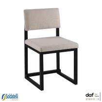 Cadeira Bossa Bouclé Bege Base Madeira Preta - Daf