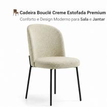 Cadeira Bouclé Creme Estofada Premium Conforto, Elegância e Design Moderno