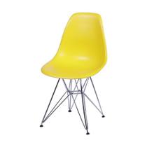 Cadeira Boxbit Dkr Eames Base Cromada Amarela