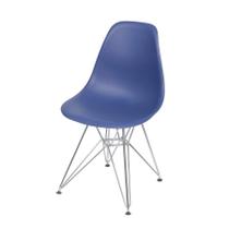 Cadeira Boxbit Dkr Eames Base Cromada Azul Marinho