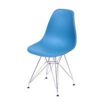 Cadeira Boxbit Dkr Eames Base Cromada Azul Petróleo