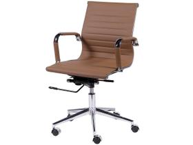 Cadeira Boxbit Eames Office Esteirinha Baixa P.U. Caramelo Base Rodízio Cromada