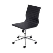 Cadeira Boxbit Eames Office Esteirinha Baixa P.U. Preta Base Rodízio Cromada sem Braço