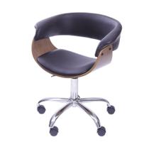 Cadeira Boxbit Elba Rodízio Estrutura Madeira Acolchada Revest. P.U. Preta