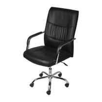 Cadeira Boxbit Estocolmo Baixa Rodízio Preta em P.U. Base Rodízio Cromada