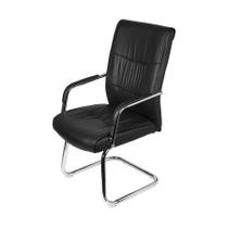 Cadeira Boxbit Estocolmo Fixa Preta em P.U. Base Fixa Cromada