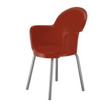 Cadeira Braço Base Cromada Linha Polipropileno Moon Vermelho Cadeira Braço Base Cromada Linha Polipropileno Moon Vermelho