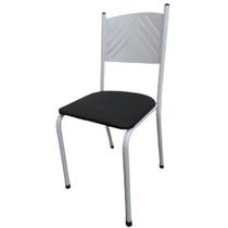 Cadeira Branca de Cozinha Jantar Metal Tubular Almofadada Preto