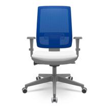 Cadeira Brizza Diretor Grafite Tela Azul Assento Aero Branco Base Autocompensador Piramidal - 66151