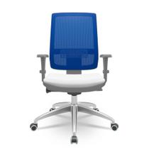 Cadeira Brizza Diretor Grafite Tela Azul Assento Aero Branco com Autocompensador e Base em Alumínio - 65752