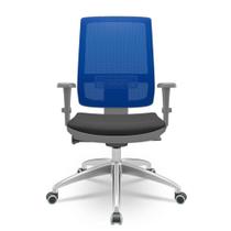 Cadeira Brizza Diretor Grafite Tela Azul Assento Aero Preto com Autocompensador e Base em Alumínio - 65744