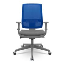 Cadeira Brizza Diretor Grafite Tela Azul Assento Vinil Cinza Autocompensador Piramidal - 66162 Cadeira Brizza Diretor Grafite Tela Azul Assento Vinil Cinza Autocompensador Piramidal - 66162