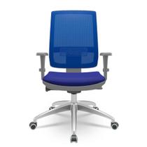 Cadeira Brizza Diretor Grafite Tela Azul com Assento Aero Azul Base Autocompensador Aluminio - 65761