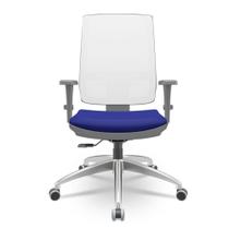 Cadeira Brizza Diretor Grafite Tela Branca Assento Aero Azul Base RelaxPlax Alumínio - 65988