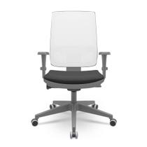 Cadeira Brizza Diretor Grafite Tela Branca Assento Aero Preto Base Autocompensador Piramidal - 66170