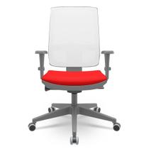 Cadeira Brizza Diretor Grafite Tela Branca Assento Aero Vermelho Base Autocompensador Piramidal - 66174