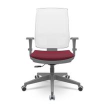 Cadeira Brizza Diretor Grafite Tela Branca Assento Poliester Vinho Base RelaxPlax Alumínio - 66004