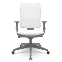 Cadeira Brizza Diretor Grafite Tela Branca Assento Vinil Eco Branco Autocompensador Piramidal - 66187 Cadeira Brizza Diretor Grafite Tela Branca Assento Vinil Eco Branco Autocompensador Piramidal - 66187