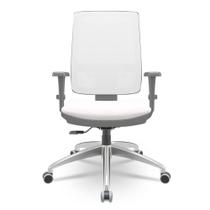 Cadeira Brizza Diretor Grafite Tela Branca Assento Vinil Eco Branco Base RelaxPlax Alumínio - 66001