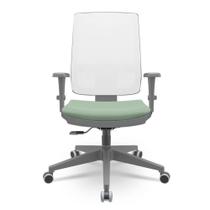 Cadeira Brizza Diretor Grafite Tela Branca Assento Vinil Verde Base RelaxPlax Piramidal - 66375