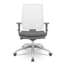 Cadeira Brizza Diretor Grafite Tela Branca com Assento Poliester Cinza Base Autocompensador Aluminio - 65813
