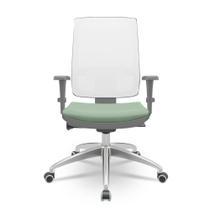 Cadeira Brizza Diretor Grafite Tela Branca com Assento Vinil Verde Base Autocompensador Aluminio - 65802