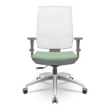 Cadeira Brizza Diretor Grafite Tela Branco Assento Vinil Verde Base RelaxPlax Alumínio - 66000