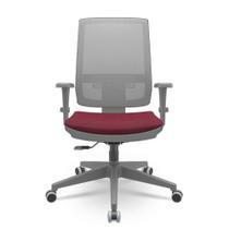 Cadeira Brizza Diretor Grafite Tela Cinza Assento Poliester Vinho Base RelaxPlax Alumínio - 66035