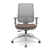 Cadeira Brizza Diretor Grafite Tela Cinza Assento Vinil Marrom Base RelaxPlax Alumínio - 66026