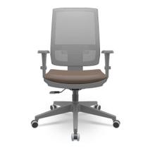 Cadeira Brizza Diretor Grafite Tela Cinza Assento Vinil Marrom Base RelaxPlax Piramidal - 66397