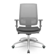 Cadeira Brizza Diretor Grafite Tela Cinza com Assento Vinil Preto Base Autocompensador Aluminio - 65786