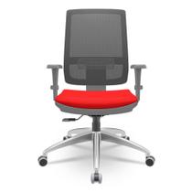 Cadeira Brizza Diretor Grafite Tela Preta Assento Aero Vermelho Base RelaxPlax Aluminio - 65891