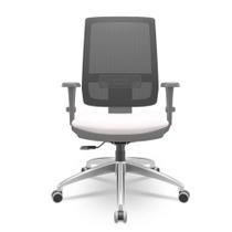 Cadeira Brizza Diretor Grafite Tela Preta Assento Vinil Eco Branco Base RelaxPlax Alumínio - 65905 Cadeira Brizza Diretor Grafite Tela Preta Assento Vinil Eco Branco Base RelaxPlax Alumínio - 65905