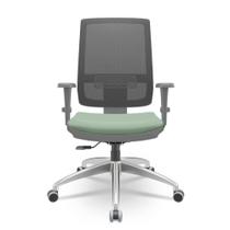 Cadeira Brizza Diretor Grafite Tela Preta Assento Vinil Verde Base RelaxPlax Alumínio