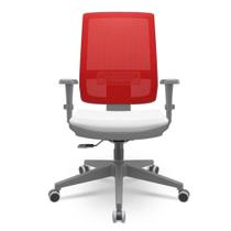 Cadeira Brizza Diretor Grafite Tela Vermelha Assento Aero Branco Base RelaxPlax Piramidal - 66408 Cadeira Brizza Diretor Grafite Tela Vermelha Assento Aero Branco Base RelaxPlax Piramidal - 66408