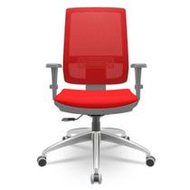 Cadeira Brizza Diretor Grafite Tela Vermelha Assento Aero Vermelho Base RelaxPlax Alumínio - 66044 - Sun House
