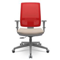 Cadeira Brizza Diretor Grafite Tela Vermelha Assento Poliester Fendi Base RelaxPlax Piramidal - 66422