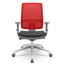 Cadeira Brizza Diretor Grafite Tela Vermelho Assento Aero Preto com Autocompensador e Base em Alumínio - 65743 - Sun House