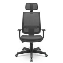 Cadeira Brizza Presidente Vinil Tela Mesh, Apoio de Cabeça, Braços Reguláveis, Giratória, Tecnologia BackPlax