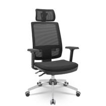 Cadeira Brizza Tel 3D Backplax Cromada Apoio Poliéster Preto Cadeira Brizza Tel 3D Backplax Cromada Apoio Poliéster Preto