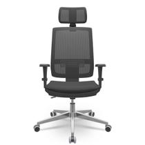 Cadeira Brizza Tela 3D Backplax Apoio Aluminio - Aero Preto - Plaxmetal